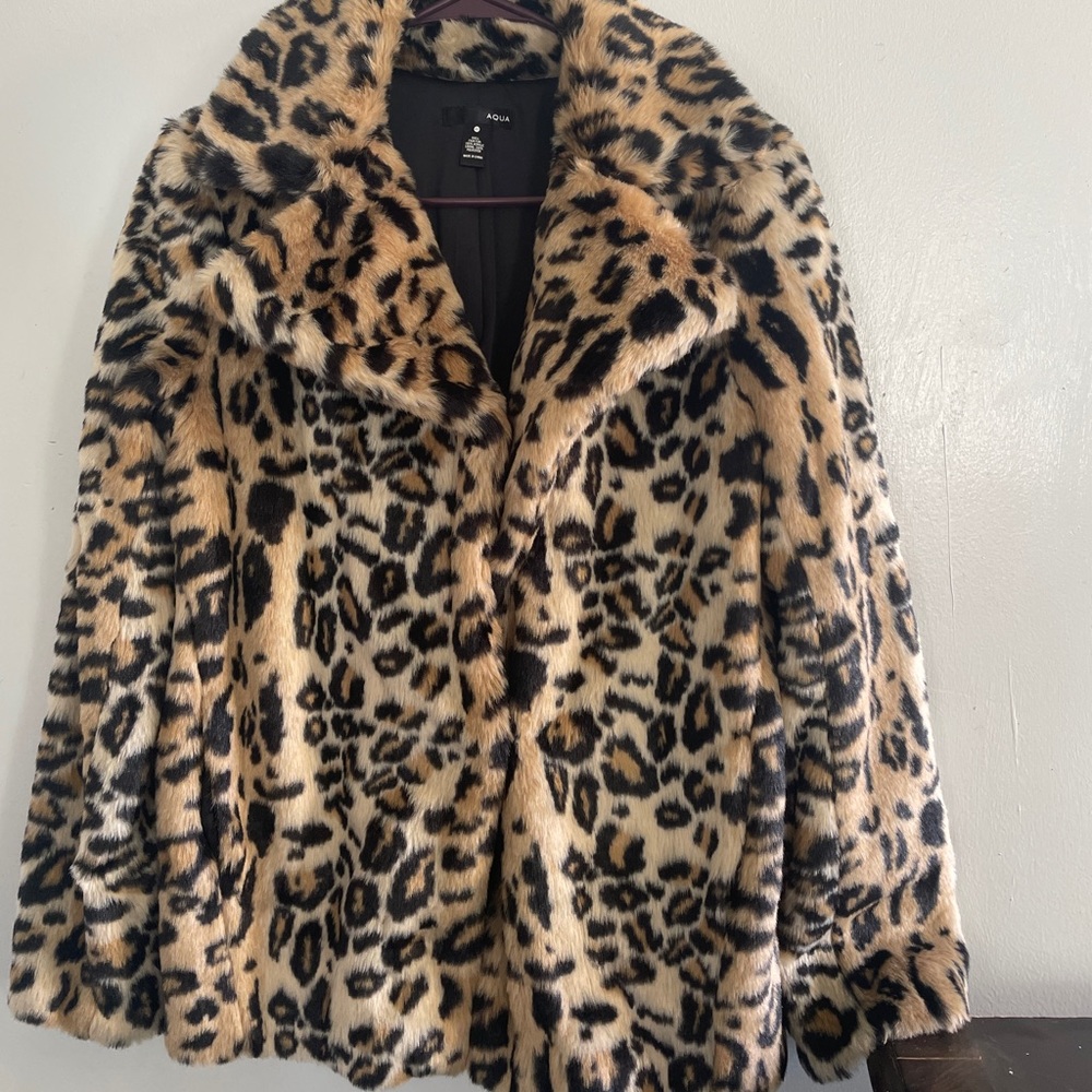 Aqua Animal Print Teddy Jacket